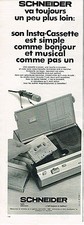 PUBLICITE ADVERTISING 025  1967  SCHNEIDER  magnétophone   l' INSTA- CASSETTE