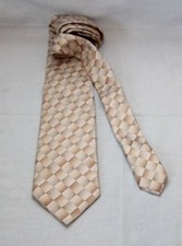 ORIGINAL Cravate SMALTO soie motif damier beige or  neuf