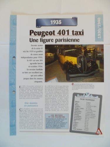 Carte fiche auto - , 401