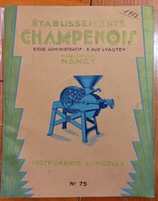 catalogue etab CHAMPENOIS instruments agricoles NANCY moulin baratte pompe meule