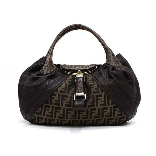 Fendi brown leather canvas - brown,