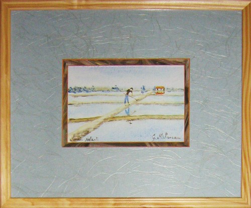Aquarelle encadrée marais - aquarelle,