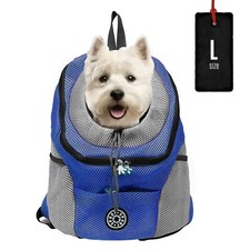 Sac de Transport Sac à Dos Bandoulière Respirant Porteur pour Chat Chien Bleu