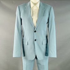 SANDRO Taille 36 Costume En Laine Vierge Bleue À Revers Notch