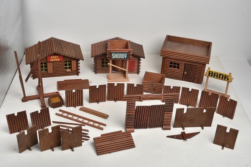 Jouet bois village décor - bois,