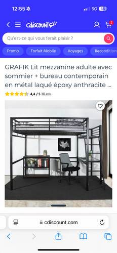 Lit mezzanine bureau - lit,