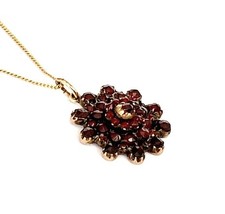 Pendentif Vintage En Grenat Tombak Fleur Z406