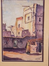 GUSTAVE VIDAL PERIODE MAROCAINE  AQUARELLE TRES BON ETAT PAYSAGE OURZAZATE 