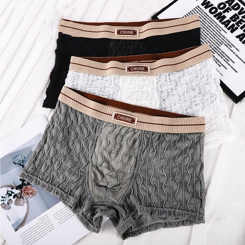 Boxer homme texturé rayé
