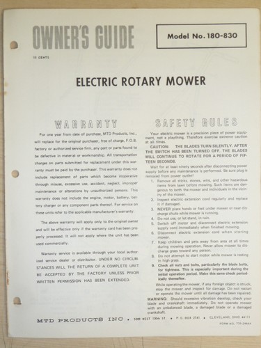 Vintage mtd electric rotary - electric,