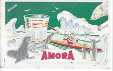 Buvard publicitaire ancien Amora Moutarde – Dijon – Illustrations Esquimaux