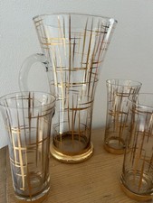 Superbe service à orangeade années 50 verre fin avec dorure