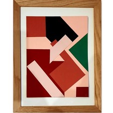 Collage/Papier  "Géo 1",  Signé JLP en bas à droite  - Oeuvre Unique 32x24 cm