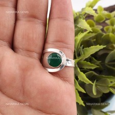 925 Argent Rond Vert Onyx