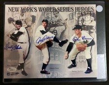 Yankees Rhodes, Podres, Larsen Autographed 8x10 Photo JSA
