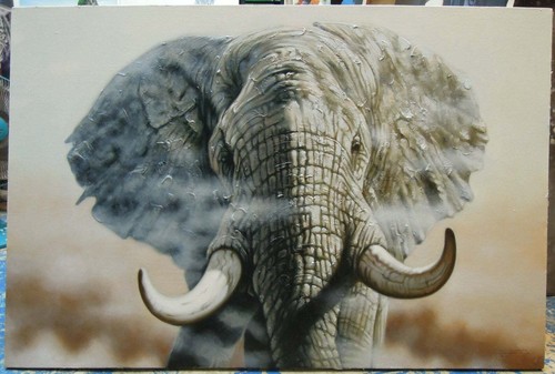 Animal elephant painting - elephant, oil