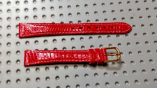 NEUF bracelet montre cuir lézard veritable 13mm  rouge  boucle dorée