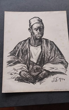 lithographie de jacques GACHOT 1924 Portrait africain (La Vie en Alsace)