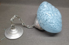 Ancienne Suspension Lustre - Globe Clichy bleu moucheté