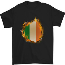 Les Irlandais Tricolore Drapeau Feu Irlande T-Shirt 100% Coton