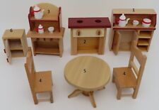 COFFRET 7 MEUBLES CUISINE EN BOIS  MAISON DE POUPEE "dimensions dans l'annonce"