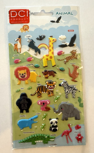 Zoo animal puffy sticker - a1,
