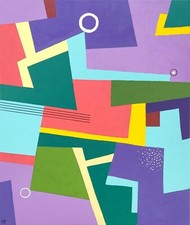 Tableau abstrait - Ascetik - art mural décoratif formes et couleurs toile 55x46