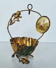 Ancien porte montre à gousset en laiton doré époque Art-Nouveau à restaurer