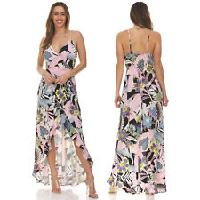 Robe Asymétrique Femme Portefeuille Décolleté En V Volants Sans Manches Florale