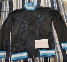 Nike Air Jordan Full Zip Dri Fit Jacket Small Black Blue Warm Up Track Jacket 