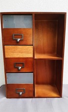 Meuble en bois massif – 2 niches & 3 tiroirs – style vintage industriel – 50 cm