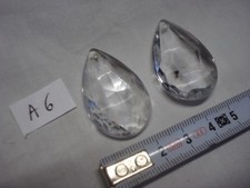 pampilles de lustre en verre (lot de 3) forme goutte à facettes 38/24 mm (A6)