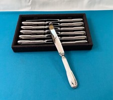 BRILLANT 12 grands couteaux CHRISTOFLE modèle FILET CHINON métal argenté 24,5 cm