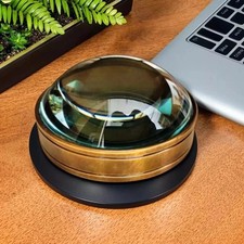 Loupe de bureau en verre lourd en laiton massif et laiton massif style...