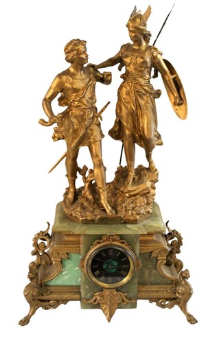 Antique french alabaster - alabaster, clock