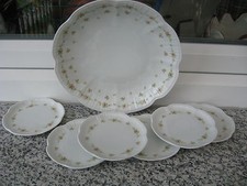 SERVICE CONFISERIES 7 PIECES PORCELAINE KAISER Décor ROSES 