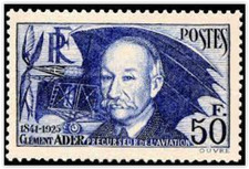 TIMBRE FRANCE 1938 CLEMENT ADER YT n° 398 Neuf* Cote 110 €