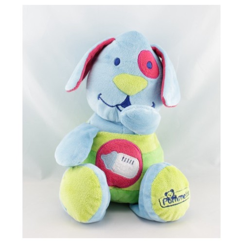 Doudou chien bleu vert - , rose