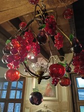 2 Anciens petits lustres cage  avec pampilles Pommes Poire Et Raisins Murano