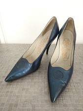 Escarpins  "Bleu Encre Métal"  "WALTEA" Italie  -  Années  1960  -- T.37