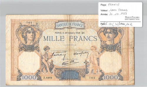 Billet 1000 francs - francs, et