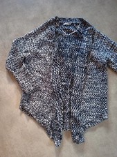 Beau gilet cardigan chiné marinière bleu blanc T 38