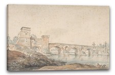 Toile/Cadres attribué à Joseph Vernet - Ponte Molle, Rome
