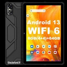 Tablette Android 13 PRITOM 10 pouces, 8 (4 + 4) Go + 64 Go 1 To extensible, Wifi