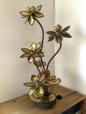 Lampe fleur laiton doré - lampe,