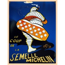Plaque  émaillée bombée : BIBENDUM MICHELIN SEMELLE