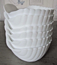 Lot de 6 ramequins blanc en forme de coquille Made in France Diamètre 11 cm