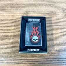 Zippo Harley-Davidson officiel – Tête de mort & flammes – Avec boîte