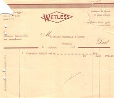 1934 VETEMENTS IMPERMEABLES NON CAOUTCHOUTES WETLESS A PARIS - M. VERHELLE &