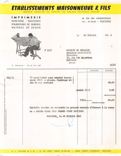 1963 imprimerie papeterie - imprimerie,